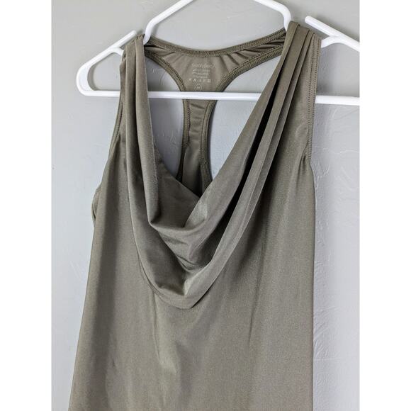 SWEATY BETTY Metallic Tan Draped Neck Workout Racerback Tank Size Medium - Picture 2 of 5